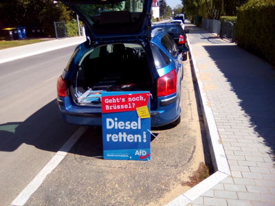 Plakatierung "Diesel retten"