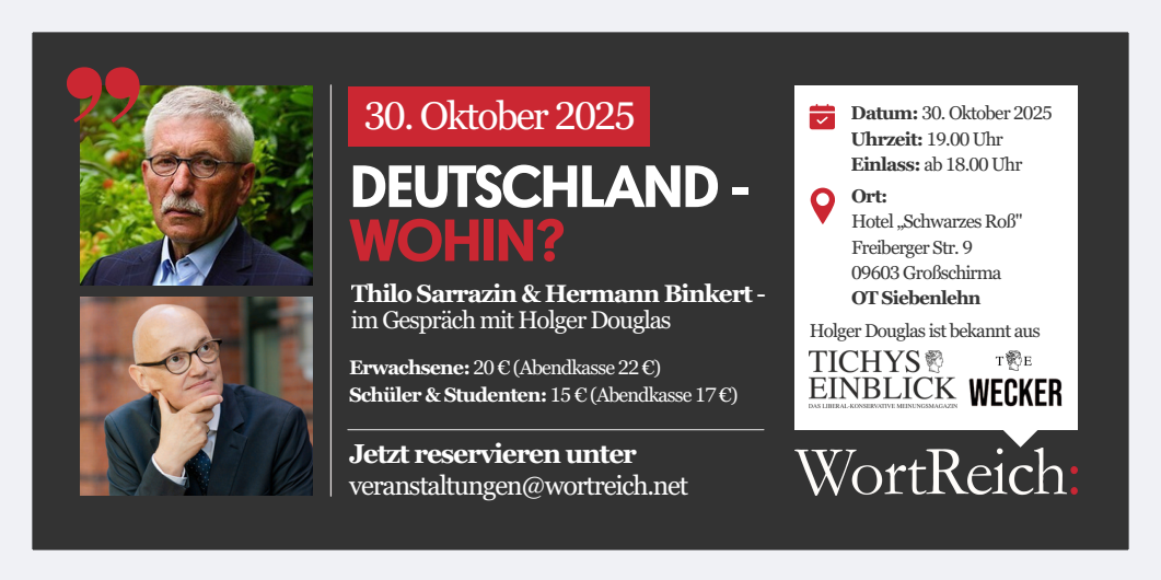 Veranstaltungshinweis: "DEUTSCHLAND - WOHIN?" - 30. Oktober 2025 